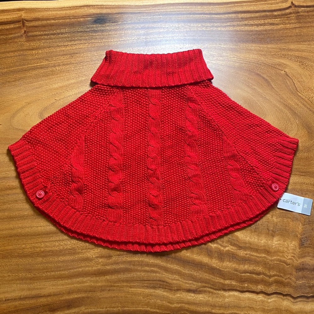 Carter's Bright Red Knit Poncho
